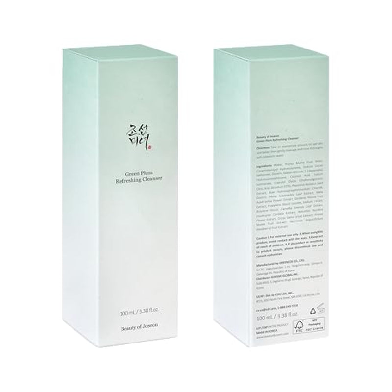 Green Plum Refreshing Cleanser (100Ml, 3.38 Fl.Oz.) with Dynasty Cream Hydrating Face Moisturizer (50Ml, 1.69 Fl.Oz.), Korean Skincare
