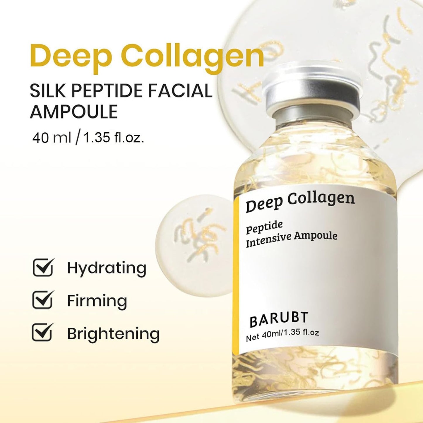 Silk Peptide Intensive Lifting Ampoule, Korean Anti-Aging Serum for Face with Collagen & 30 Peptide Complex, Skincare Serum for Smoother, Glowing Skin (40Ml)