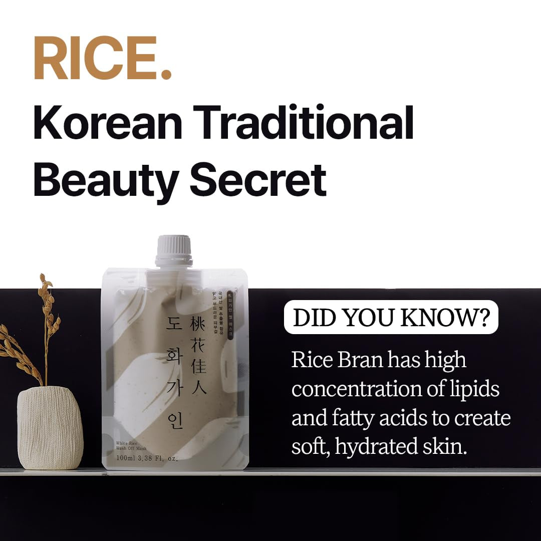 White Rice Wash off Facial Mask L Daily Skincare Essential Korean Skin Care Produced from Domestically Harvested Ingredients, Gentle Hydrating & Soothing L 3.38 Fl. Oz