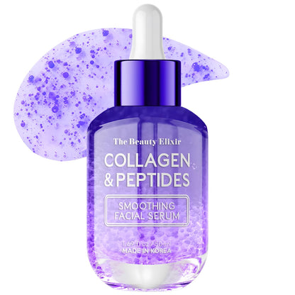 Collagen & Peptides Serum for Face - Dermatologist Tested, Anti-Aging, Hydrating & Repairing Treatment for Fine Lines & Wrinkles - Clean Beauty, Cruelty-Free Korean Skincare - 1.69Oz