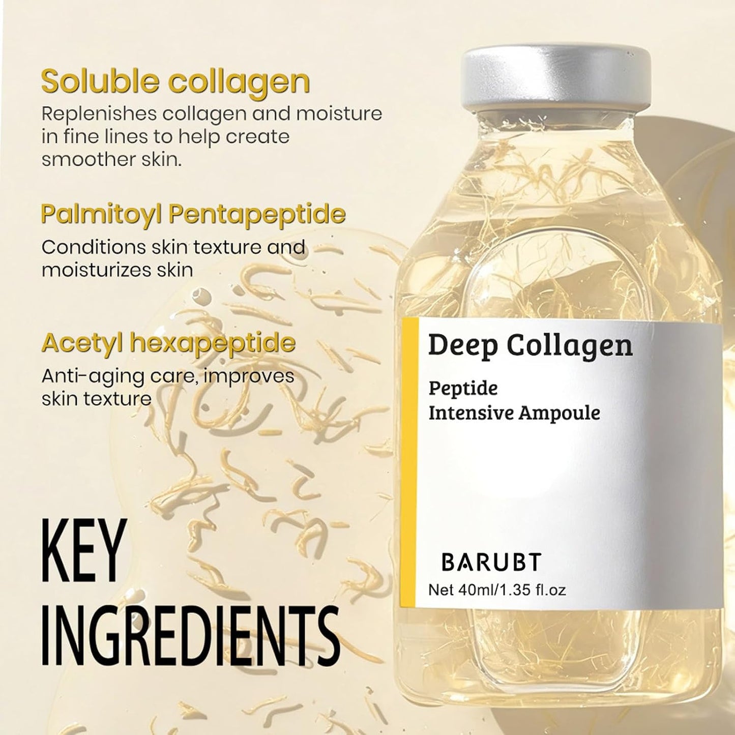Silk Peptide Intensive Lifting Ampoule, Korean Anti-Aging Serum for Face with Collagen & 30 Peptide Complex, Skincare Serum for Smoother, Glowing Skin (40Ml)